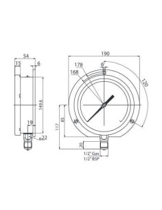 Wakuometr kwasoodporny G1/2R, 150mm, -1/ 9bar | Przyrządy Pomiarowe | Eshop Dopak | Wszystko dla Przemysłu 2