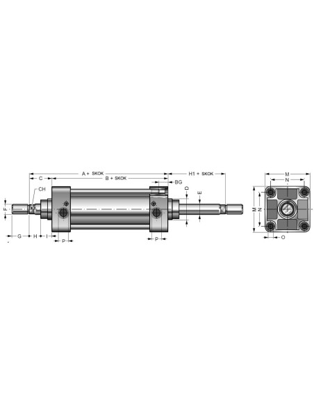 Siłownik ISO6431 D200x450 z dwustronnym tłoczyskiem | Pneumatyka | Eshop Dopak | Wszystko dla Przemysłu