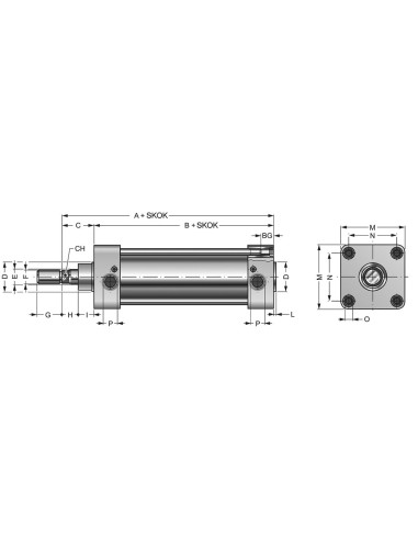 Siłownik ISO6431 D63x30 wyk.stal nierdzewna | Pneumatyka | Eshop Dopak | Wszystko dla Przemysłu