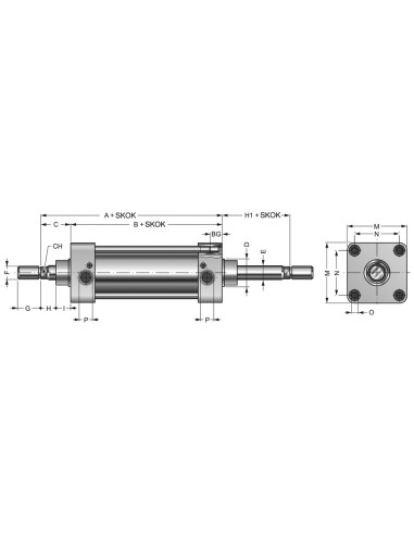 Siłownik ISO6431 D63x30 wyk.stal nierdzewna | Pneumatyka | Eshop Dopak | Wszystko dla Przemysłu