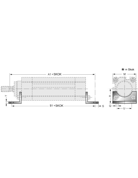 Łapa mocująca do siłownika pneumatycznego D250, ISO15552/6431, ISO21287, ze śrubami montażowymi | Pneumatyka | Eshop Dopak | Wsz