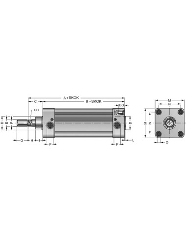 Siłownik ISO D32x15 pokrywy poliacetal | Pneumatyka | Eshop Dopak | Wszystko dla Przemysłu