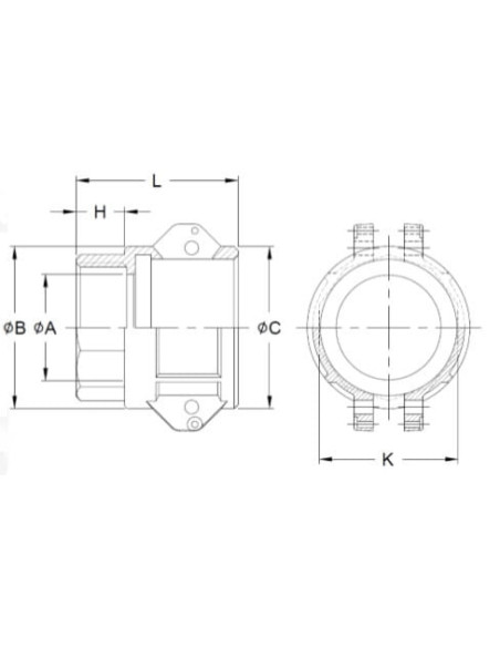 Złącze Camlock typu D z aluminium DN50, gniazdo G 2 GW, D-200-AL