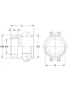 Złącze Camlock typu D z aluminium DN20, gniazdo G 3/4 GW, D-75-AL 2