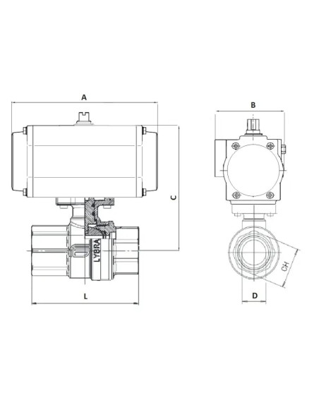 Zawór kulowy mosieżny PN25 1 1/2" z nap. pneum. podw. dział. DFPD | Hydraulika | Eshop Dopak | Wszystko dla Przemysłu