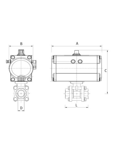 Zawór kulowy 3-elem. nierdz. 2" z nap. pneum. podw. dział. DFPD | Hydraulika | Eshop Dopak | Wszystko dla Przemysłu