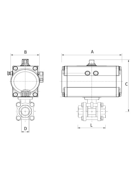 Zawór kulowy 3-elem. nierdz. 2" z nap. pneum. podw. dział. DFPD | Hydraulika | Eshop Dopak | Wszystko dla Przemysłu