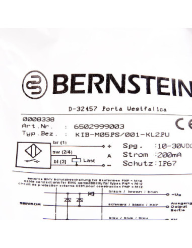Indukcyjny czujnik zbliżeniowy, KIB-M05PS/001-KL2PU, BERNSTEIN | Automatyka | Eshop Dopak | Wszystko dla Przemysłu