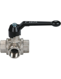 Zawór kulowy trójdrożny DELTA kula typu L, R 1/2 GW, PN10, mosiądz niklowany | Hydraulika | Eshop Dopak | Wszystko dla Przemysłu