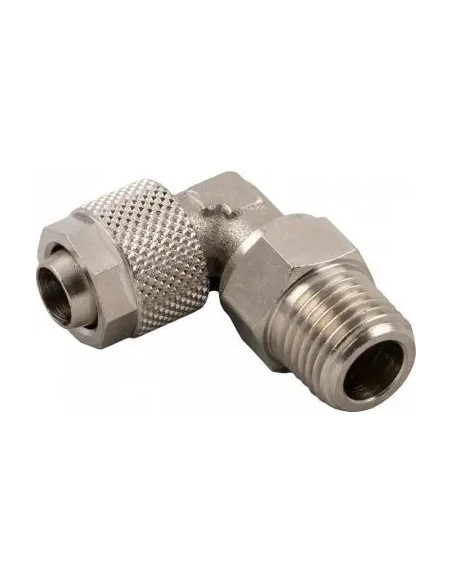 Złączka pneumatyczna skręcana kątowa obrotowa R 1/4 GZ, do węża fi 8x6 mm, mosiądz niklowany | Pneumatyka | Eshop Dopak | Wszyst