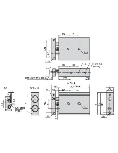 TR6X10S Siłownik dwutłoczyskowy D6x10 prowadzenie ślizgowe | Pneumatyka | Eshop Dopak | Wszystko dla Przemysłu