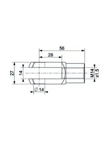 Mocowanie sprężyny gazowej z gwintem M14 widełki fi 14 mm, długość robocza 56 mm | Mechanika Przemysłowa | Sklep Eshop Dopak