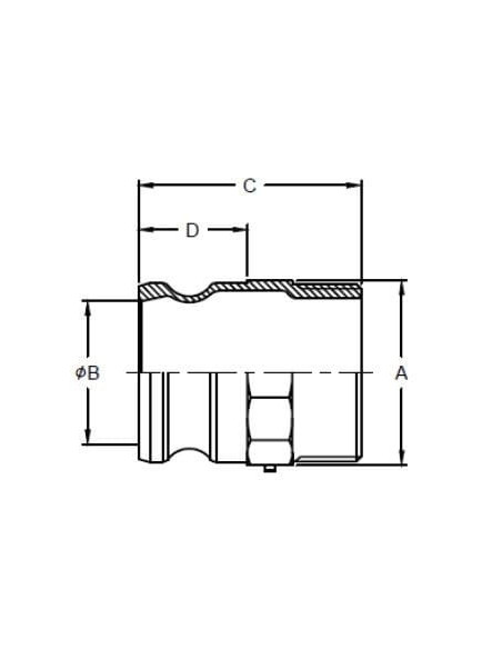 Złącze Camlock typu F z mosiądzu DN25, wtyk G 1 GZ, F-100-M