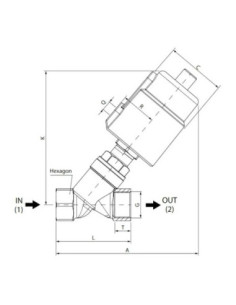 Zawór grzybkowy skośny 2/2 NC G1 1/4 GW sterowany  pneumatycznie 0-16 Bar DN32 siłownik AISI fi 90mm | Hydraulika | Eshop Dopak  2