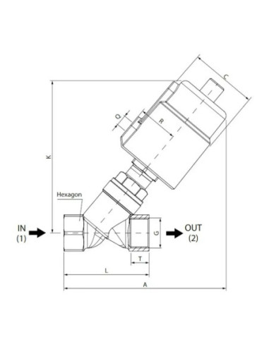 Zawór grzybkowy skośny 2/2 NC G1 1/4 GW sterowany  pneumatycznie 0-16 Bar DN32 siłownik AISI fi 90mm | Hydraulika | Eshop Dopak 