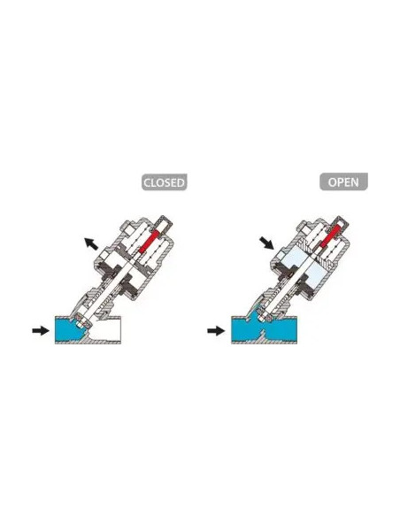 Zawór grzybkowy skośny 2/2 NC G1 1/4 GW sterowany  pneumatycznie 0-16 Bar DN32 siłownik AISI fi 90mm | Hydraulika | Eshop Dopak 