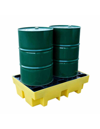 Wanna wychwytowa z kratownicą pod 2 beczki 1220 x 820 x 330 mm, żółta | Rozwiązania dla przemysłu | Sklep Eshop Dopak