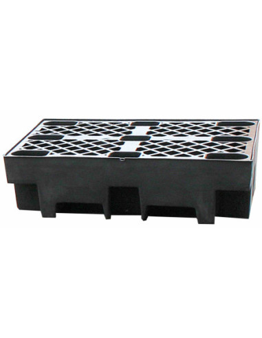Wanna wychwytowa z kratownicą pod 2 beczki 1220 x 820 x 330 mm, czarna | Rozwiązania dla przemysłu | Sklep Eshop Dopak