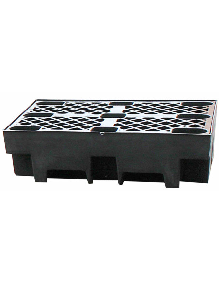 Wanna wychwytowa z kratownicą pod 2 beczki 1220 x 820 x 330 mm, czarna | Rozwiązania dla przemysłu | Sklep Eshop Dopak