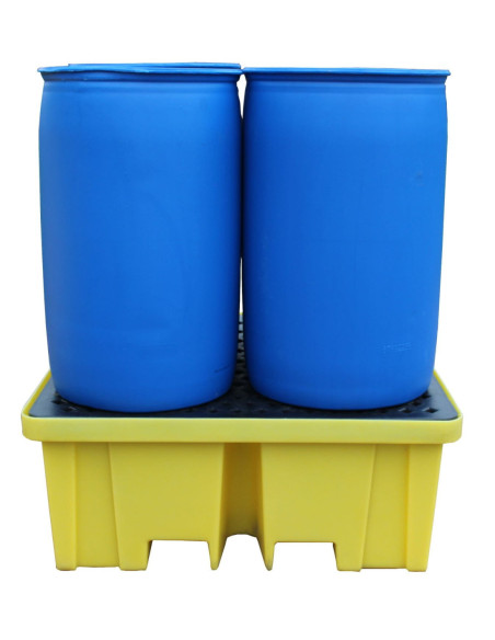 Wanna wychwytowa z kratownicą pod 4 beczki 1220 x 1220 x 495 mm, żółta | Rozwiązania dla przemysłu | Sklep Eshop Dopak