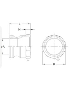 Złącze Camlock typu A z aluminium DN32, wtyk G 1 1/4 GW, A-125-AL 2
