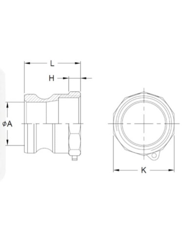 Złącze Camlock typu A z aluminium DN32, wtyk G 1 1/4 GW, A-125-AL