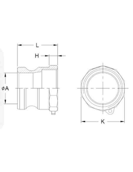 Złącze Camlock typu A z aluminium DN32, wtyk G 1 1/4 GW, A-125-AL