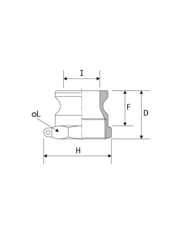 Złącze Camlock typu A z polipropylenu PP DN32, wtyk G 1 1/4 GW, A-125-PP