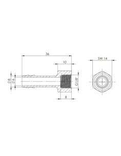 Króciec gwintowany prosty do węża fi 8 mm G 1/8 GW, mosiądz niklowany, temp.  150'C 2