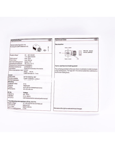 Gniazdo elektryczne zwiększającą siłę rozruchową, 138307G, BURKERT | Elektryka | Eshop Dopak | Wszystko dla Przemysłu