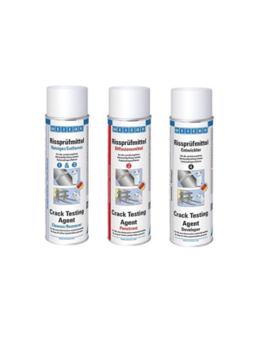 WEICON Crack Testing Agent Set (3 sztuki) zestaw do wykrywania pęknięć powierzchni metalowych | Chemia techniczna | Eshop Dopak
