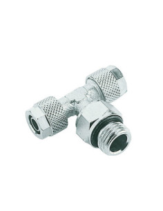 Trójnik skręcany obrotowy typu T G 1/8 GZ, do węża fi 6x4 mm, mosiądz niklowany | Pneumatyka | Eshop Dopak | Wszystko dla Przemy