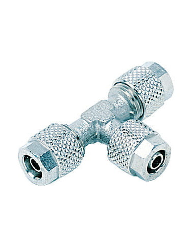 Trójnik skręcany typu T do węża fi 12x10 mm, mosiądz niklowany | Pneumatyka | Eshop Dopak | Wszystko dla Przemysłu
