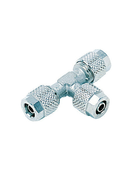 Trójnik skręcany typu T do węża fi 12x10 mm, mosiądz niklowany | Pneumatyka | Eshop Dopak | Wszystko dla Przemysłu