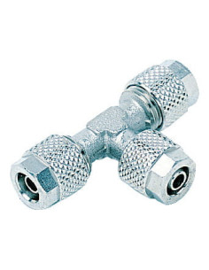 Trójnik skręcany typu T do węża fi 6x4 mm, mosiądz niklowany | Pneumatyka | Eshop Dopak | Wszystko dla Przemysłu