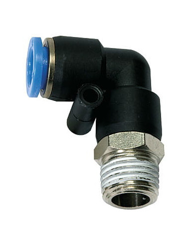 Złączka pneumatyczna wtykowa kątowa obrotowa do węża fi 12 mm, R 1/4 GZ, tworzywo sztuczne | Pneumatyka | Eshop Dopak | Wszystko