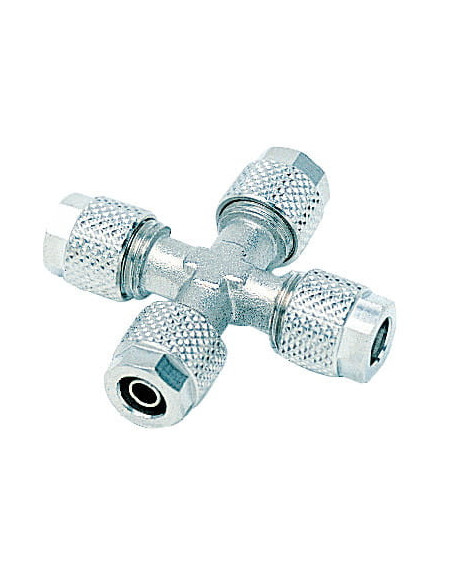 Czwórnik pneumatyczny skręcany do węża fi 5x3 mm, mosiądz niklowany | Pneumatyka | Eshop Dopak | Wszystko dla Przemysłu