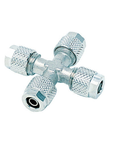 Czwórnik pneumatyczny skręcany do węża fi 6x4 mm, mosiądz niklowany | Pneumatyka | Eshop Dopak | Wszystko dla Przemysłu