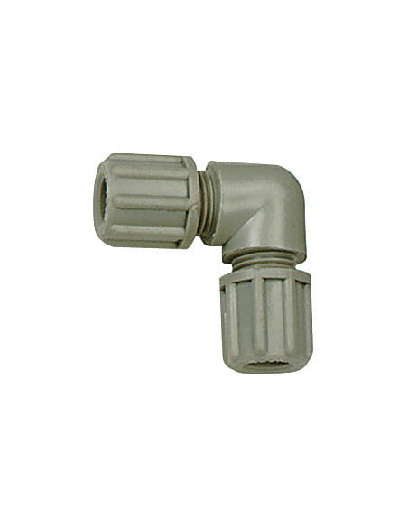 Złączka skręcana kątowa z polipropylenu do węża fi 6x8 mm, PP