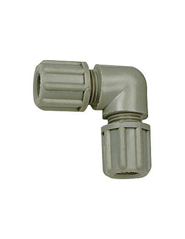 Złączka skręcana kątowa z polipropylenu do węża fi 8x10 mm, PP