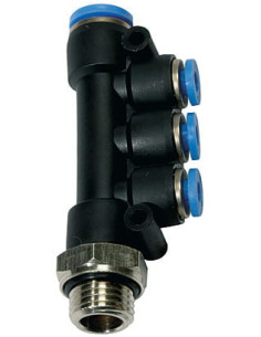 Rozdzielacz pneumatyczny wtykowy z trzema odejściami G 1/2 GZ, 4x6 mm, tworzywo sztuczne | Pneumatyka | Eshop Dopak | Wszystko d