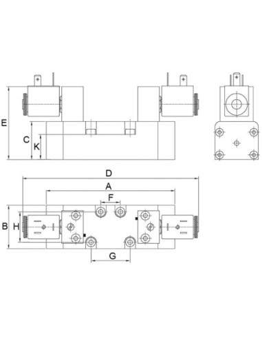 Elektrozawór pneumatyczny rozdzielający 5/2 ISO1 bistabilny, ISO 5599-1, AZ Pneumatica | Pneumatyka | Eshop Dopak | Wszystko dla