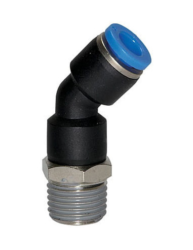 Złączka pneumatyczna wtykowa kątowa 45° R 1/8 GZ, do węża fi 6 mm, tworzywo sztuczne | Pneumatyka | Eshop Dopak | Wszystko dla P