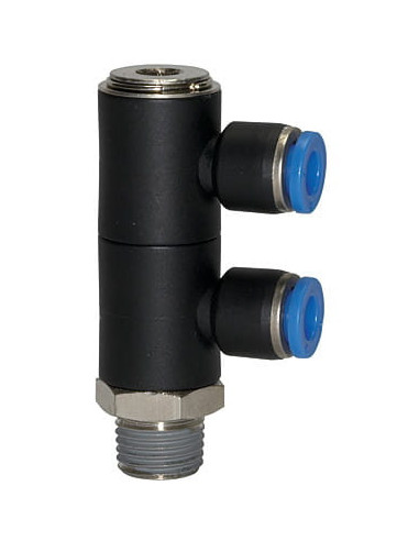 Rozdzielacz wtykowy pneumatyczny 2x banjo R 1/4 GZ do węża fi 6 mm, tworzywo sztuczne | Pneumatyka | Eshop Dopak | Wszystko dla 