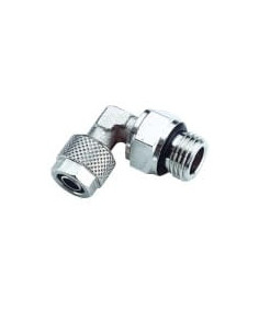 Złączka pneumatyczna skręcana kątowa obrotowa G 1/8 GZ, do węża fi 8x6 mm, mosiądz niklowany, AIGNEP | Przewody i Złącza | Eshop