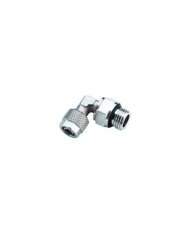 Złączka pneumatyczna skręcana kątowa obrotowa G 1/8 GZ, do węża fi 8x6 mm, mosiądz niklowany, AIGNEP | Przewody i Złącza | Eshop