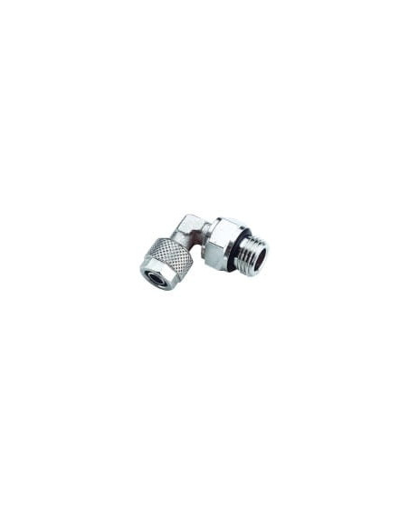Złączka pneumatyczna skręcana kątowa obrotowa G 1/8 GZ, do węża fi 8x6 mm, mosiądz niklowany, AIGNEP | Przewody i Złącza | Eshop