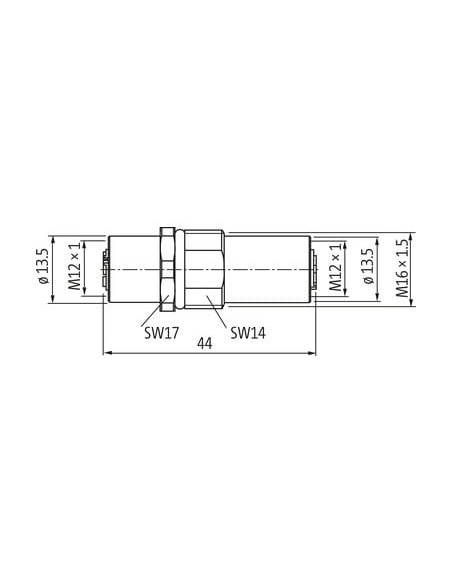 Złącze panelowe M12 żeńskie/żeńskie 4-polowe, d-cod. 7000-44611-0000000 | Przewody i Złącza | Eshop Dopak | Wszystko dla Przemys