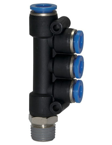 Złączka pneumatyczna wtykowa banjo podwójna R 3/8 GZ do węża fi 4 x 8 mm, tworzywo sztuczne | Pneumatyka | Eshop Dopak | Wszystk
