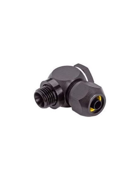 Złączka kątowa skręcana do węży z oplotem stalowym fi 9x6 mm, G 1/4 GZ, aluminium anodyzowane